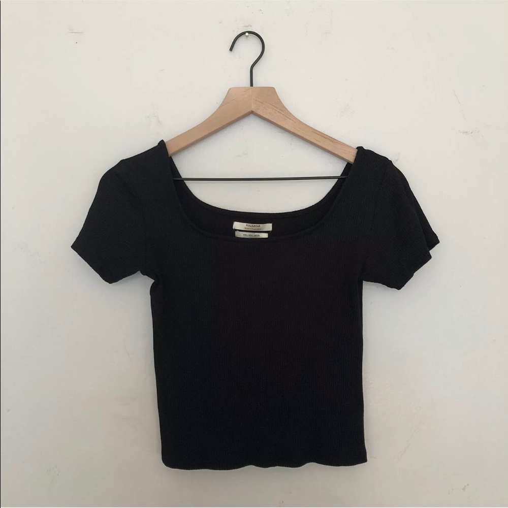 Asos Pull & Bear Black Square Neck Crop Top